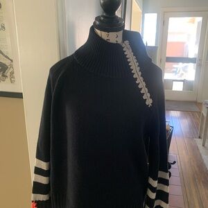 Lisa Todd Black and White Cowl Neck Sweater